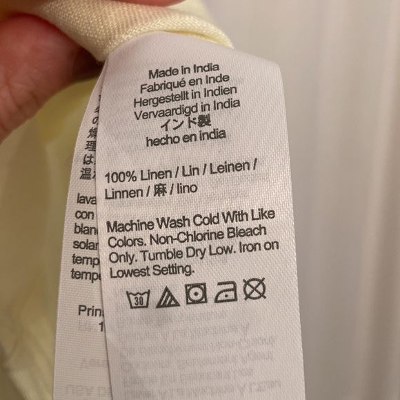 J. Crew BAIRD McNUTT Irish Linen top. New without tags!  Yellow, cream buttons - Picture 6 of 13